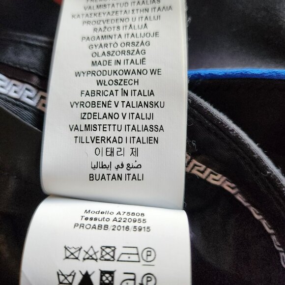 Versace Pants US10 IT46 – Black Cotton Blend, Blue Stripe, Slim Fit - Picture 9 of 11